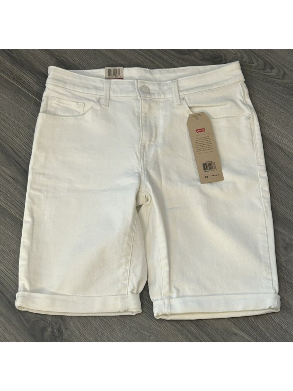 Levi's Bermuda Shorts Womens 28 White Denim Mid Rise Slim Stretch Casual Summer